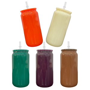 Brown Coffee Deep Purple Orange Green Cream Colored Christmas Colors Blank Sublimation 16oz Glass Can for <b>Vinyl</b> - Product Image 1
