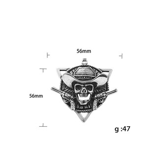yunnique <b>Men's</b> Stainless Steel Skull Pendant Necklace With Cowboy Hat And Guns Retro Geometric Design 190141 - Product Image 5
