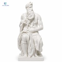 Statue de Moïse en marbre blanc Luca |   Sculpture de Prophète assis, sculptée à la main, style Michel-Ange, pour villa, jardin, musée, sur mesure