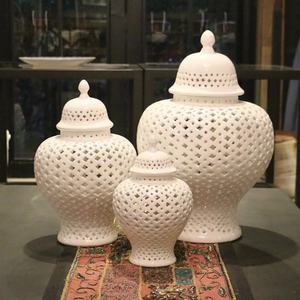Jarrón de cerámica de arte Retro europeo, jarrón de suelo General hueco de plata dorada <span class=keywords><strong>barroca</strong></span> para adorno de entrada, decoración de habitación - Product Image 1