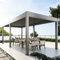 Pergola motorisée en aluminium à lames orientables, télécommande sans fil, étanche et résistante au soleil avec éclairage LED, idéale pour les jardins