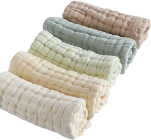 Toalla cuadrada de gasa de algodón de muselina orgánica de 30x30cm, toalla facial Suave y transpirable para <span class=keywords><strong>bebé</strong></span> <span class=keywords><strong>recién</strong></span> <span class=keywords><strong>nacido</strong></span>, toallita tejida para <span class=keywords><strong>bebé</strong></span> - Product Image 1