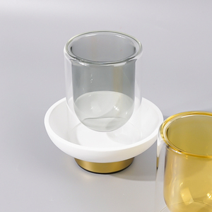 Portavelas de Vidrio Ámbar de Boca Ancha con Logotipo Personalizado, Colorido y de Lujo, para Centros de Mesa, Portavelas de Aromaterapia con Tapa de Vidrio - Product Image 3