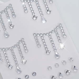 1 unidad de pegatinas de <span class=keywords><strong>tatuaje</strong></span> 3D con efecto de joyería, calcomanías de diamantes redondos blancos brillantes, tatuajes temporales autoadhesivos DIY para <span class=keywords><strong>ojos</strong></span>/cara/cuerpo para festivales - Product Image 6