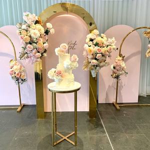 3 طقم شيارا ذهبي قوس خلفية حامل معدني لحفلات الزفاف خلفيات ألومنيوم إطارات قوس زهور لتزيين الحفلات - Product Image 3
