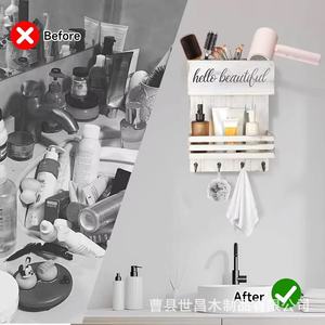Support pour sèche-cheveux, organiseur de peignes cosmétiques sans perçage, porte-gobelets de cuisine, crochets et organiseur. - Product Image 2