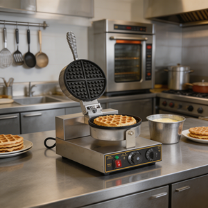 Machine à gaufres miniatures commerciale, plaque de cuisson antiadhésive, construction en acier inoxydable, utilisation pour les snack-bars et les chariots de nourriture mobiles - Product Image 2