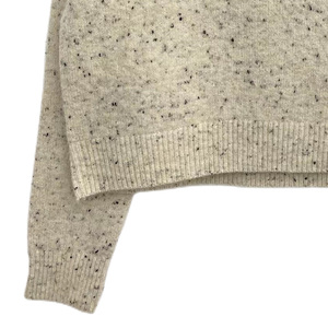 Maglione da <span class=keywords><strong>Donna</strong></span> di Alta Qualità in Lana d'Avena <span class=keywords><strong>Nera</strong></span> Mélange, Collo Alto, Maniche Lunghe, Crop Top Casual Lavorato a Maglia - Product Image 2