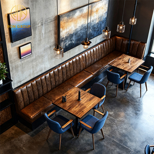 Sofá <span class=keywords><strong>Vintage</strong></span> <span class=keywords><strong>para</strong></span> Cafetería, Muebles de Cuero y Madera <span class=keywords><strong>para</strong></span> Restaurante de Comida Rápida, Mesa con Sillas <span class=keywords><strong>para</strong></span> Cafetería Comercial - Product Image 3