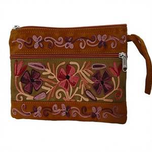 Bolso de mano tipo sobre con patrón de dibujos animados bordado a mano indio, cierre de cremallera, tela de algodón multicolor, estilo bohemio para - Product Image 1