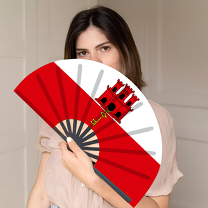 Abanicos Plegables de Bambú con la Bandera de Gibraltar al por Mayor, Abanico de Mano para Carnaval, Boda, Festival, Fiesta, Agencia de Viajes - Product Image 5