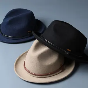 Proveedor de sombrero de fieltro de lana súper suave australiano liso unisex de moda personalizada de fábrica