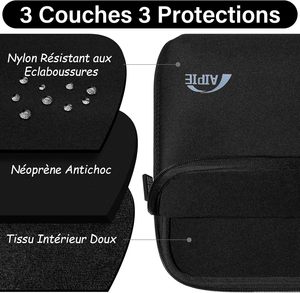 Étui de protection en néoprène brillant pour MacBook 13 pouces/<span class=keywords><strong>Pro</strong></span> M1/M2/<span class=keywords><strong>Surface</strong></span> <span class=keywords><strong>Pro</strong></span> (noir 32x23x2.5cm) - Product Image 3