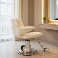 Fauteuil de Barbier Moderne en Acier Inoxydable avec Pédale de Levage, Facile à Nettoyer, Confortable, Durable, Siège de Luxe pour Salon de Beauté/Studi