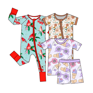 Piyama rajut bambu Mobil Musim Semi penjualan terbaik ritsleting lengan pendek dengan pola mobil lucu dan penutup ritsleting - Product Image 3