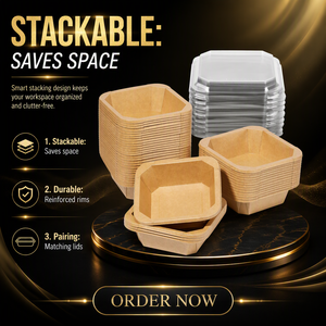 Boîte à salade en papier kraft, conteneur alimentaire jetable avec couvercle transparent, <span class=keywords><strong>plateau</strong></span> hexagonal pour desserts, pour restaurant, fête - Product Image 4