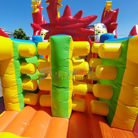 Circuito de Obstáculos Inflable de Grado Comercial, Casa de Brinco con Tobogán para Niños, Lona de PVC de 0.55 mm, Capacidad de 1000 kg, Portátil, para Fiestas al Aire Libre