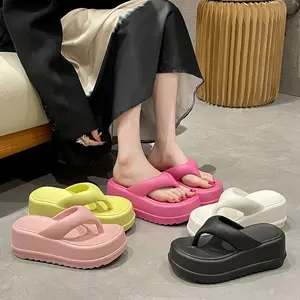 New EVA Herringbone Slippers Women's Thick Sole Herringbone Slippers Summer Outwear Elevated Soft Sole Beach Slippers