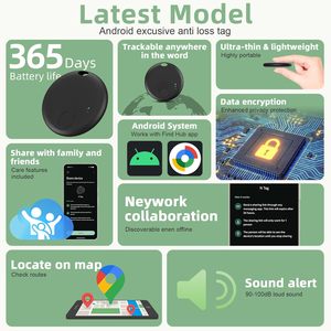 Air Tracker Android ชุด 2 ชิ้น สำหรับติดตามสิ่งของ ใช้แบตเตอรี่แบบกระดุม CR2032 ใช้งานร่วมกับแอป <span class=keywords><strong>Google</strong></span> Find Hub สำหรับกุญแจ กระเป๋า และสัมภาระ - Product Image 2