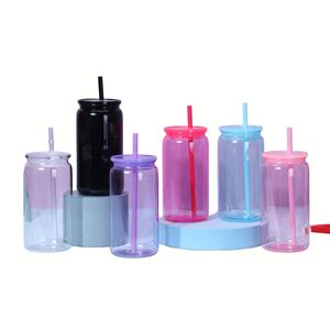 <b>Reusable</b> Clear Colored Single Wall PC Mason Style Cold Drink Iced Coffee Soda Juice Tumbler Plastic <b>Cup</b> Straw Party Leak-Proof - Product Image 1