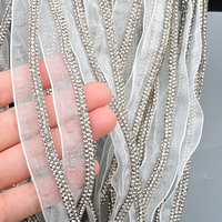 Bordure en dentelle de strass brodée avec des cristaux pour vêtements, chaussures, sacs, accessoires décoratifs