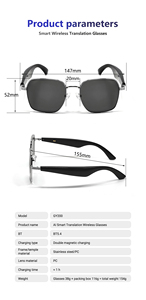Gafas Inteligentes con Traducción en Tiempo Real en Múltiples Idiomas, Gafas de Sol Inteligentes, Gafas de Sol Personalizadas con IA para Hombre - Product Image 6