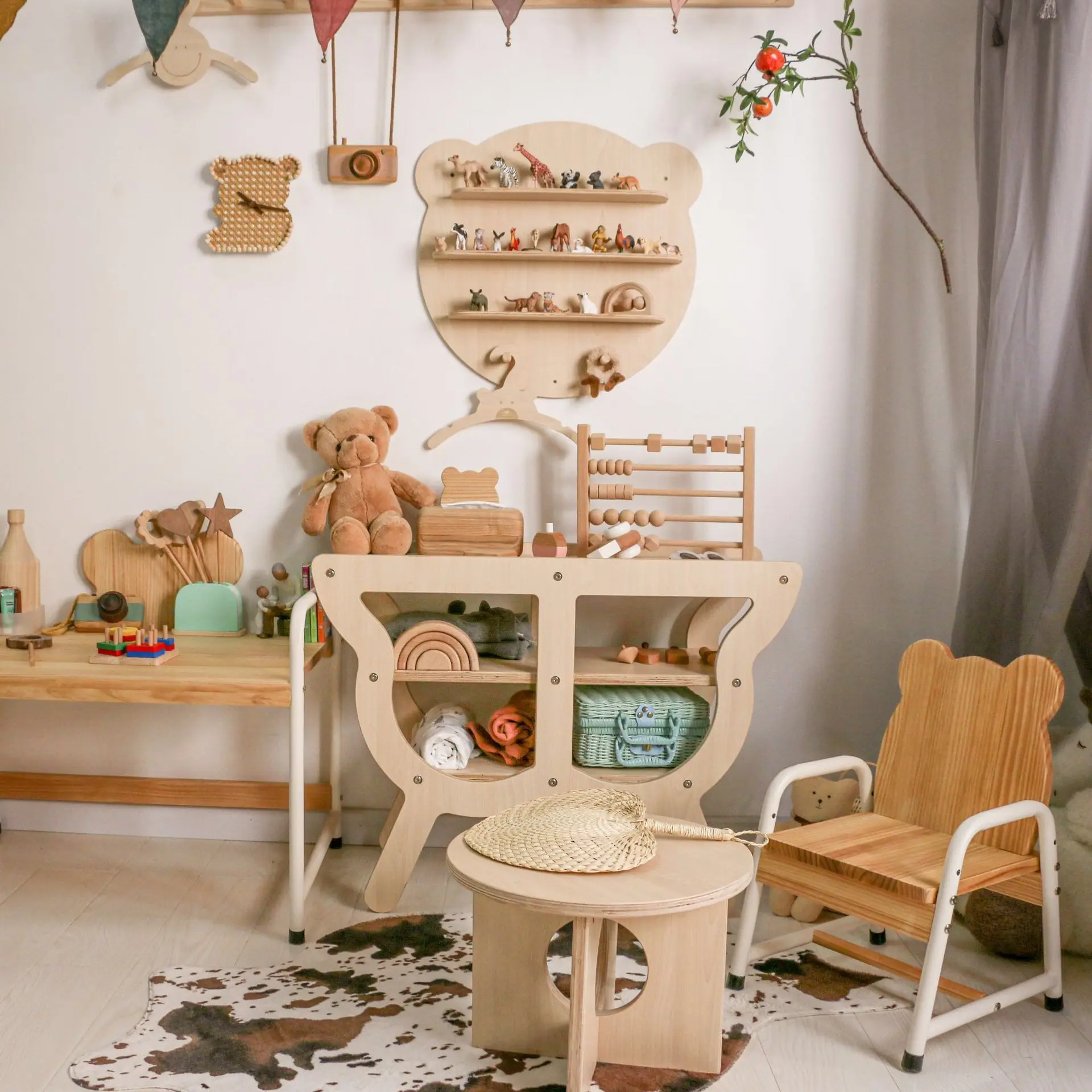 Goedkope Kinderen Daycare Kast Kwekerij Meubilair Sets Kleuterschool Baby Voorschoolse Klas Meubels Tafel Set Houten Guangzhou