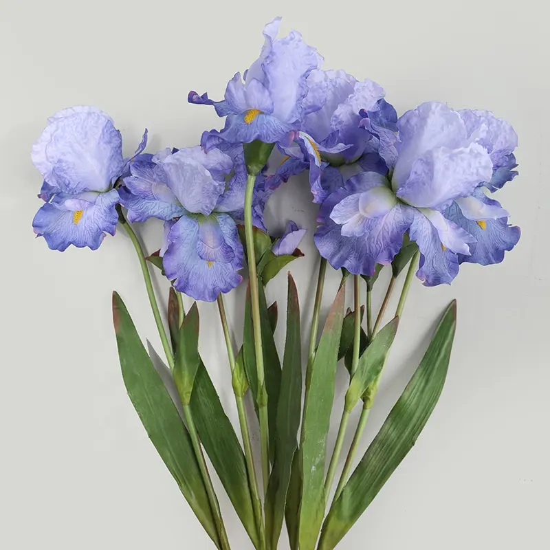 J-387 Artificial Long Stem Silk Iris Flowers Faux Purple Flower Artificial Iris Flowers