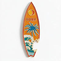 Ouvre-bouteille personnalisé en forme de planche de surf orange, émaillé, thème plage et surf, souvenir cadeau