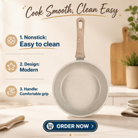 Poêle à frire antiadhésive en aluminium beige moderne de 20 cm, facile à nettoyer, pour cuisinière à gaz
