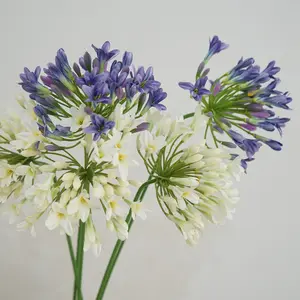 M322 çiçek buketi Vintage ipek lavanta mor zambak nil çiçek yapay ipek Agapanthus çiçek düğün dekor için