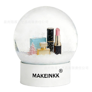 Makeinkk Cosmetics Globe à neige rond décoratif, cadeau pour les passionnés de beauté, décoration d'anniversaire blanc ivoire - Product Image 2