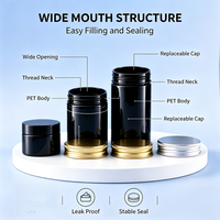 Pot de stockage à large ouverture en PET noir 30ml - 150ml, récipient pour crème cosmétique avec bouchon à vis en PP, couvercle en aluminium doré ou argenté