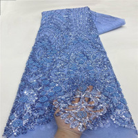 Tissu en maille 100% polyester écologique brodé de fleurs en sequins 3D pour robes de mariée et robes de soirée