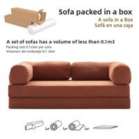 Canapé-lit minimaliste italien avec rangement enroulable, revêtement en tissu artistique, dossier rembourré, sans accoudoirs, structure entièrement en mousse