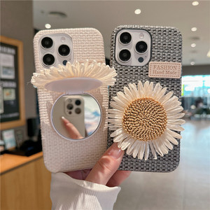 PU Da Dệt Mô Hình Cao Cấp <span class=keywords><strong>3D</strong></span> Hoa Chống Sốc Linh Hoạt Cover Quay Lại Điện Thoại Di Động Trường Hợp Đối Với iPhone 12 13 14 15 Pro 16 Cộng Với - Product Image 3