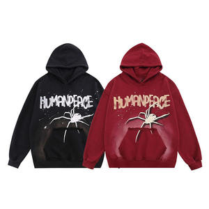Felpa con Cappuccio Oversize Personalizzata con Stampa Graffiti <span class=keywords><strong>Ragno</strong></span> Stile Hip Hop Streetwear per Uomo - Product Image 1