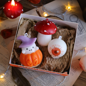 Ensemble de bougies parfumées en cire de soja en forme de champignons 3D LANJO pour Halloween, ambiance Halloween mignonne et originale, bougies créatives adorables et étranges - Product Image 1