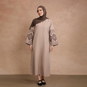 Merrchi Style Saudi Arabia Eid Elegant Design Solid Color Matte Satin Cape Islamic Fashion Woman Party Embellished <strong>Abaya</strong> - Product Image 3