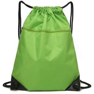 Custom Custom Logo Gym <b>Backpack</b> Water Resistant Polyester <b>Drawstring</b> Bag with Zipper Folding Style and Letter Pattern - Product Image 1