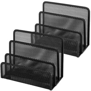 Desktop File Holder Organizer Metal Mesh 3 Vertical Upright Compartments <b>Envelope</b> Bill Mail Paper Holder Desktop Mail Organizer - Product Image 1
