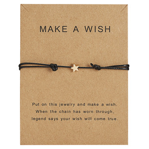 Rinhoo Star Charm Cuerda de cera minimalista Pulsera de Amistad ajustable <span class=keywords><strong>Make</strong></span> A Wish Tarjeta de felicitación Joyería hecha a mano - Product Image 4