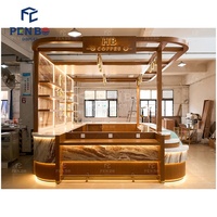 Kiosque à café commercial personnalisé, design professionnel, stand de thé au lait à bulles intérieur, comptoir de restauration avec éclairage LED