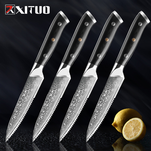 Couteaux à steak de damas manche g10, ensemble de couteaux de cuisine domestique haute qualité en acier, damas hôtel occidental restaurant - Product Image 1