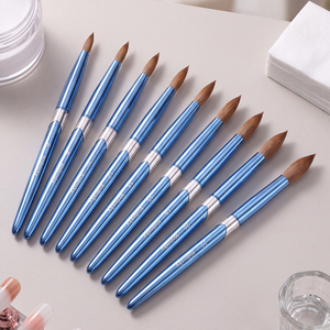 Ensemble de pinceaux à ongles en acrylique Kolinsky durables de 9 tailles avec manche en métal bleu poli pour la création d'art d'ongles en cristal - Product Image 6