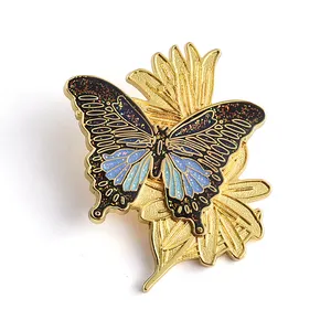 섬세한 선물 나비 모양 옷깃 핀 배지 소녀와 함께 인기있는 금속 브로치 배지