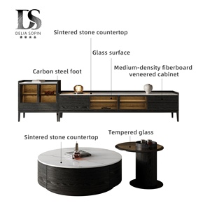 Set di Tavolini <span class=keywords><strong>da</strong></span> Caffè Moderni e Lussuosi in <span class=keywords><strong>Vetro</strong></span> Rotondo con <span class=keywords><strong>Tavolino</strong></span> Laterale, Eleganti Tavoli a Incastro per Soggiorno di Appartamenti - Product Image 2