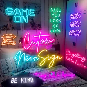 Bar Barber Shop bisnis kustom 3D huruf Neon klub malam tanda murah LED Arcade akrilik Logo tanda tampilan alas luar ruangan