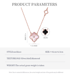 ALICE S925 שרשרת כסף סטרלינג שרשרת זירקון שרשרת קלאסית עם ארבעה עלים תלתן ליידי - Product Image 5