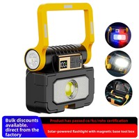 Lampe torche solaire LED en ABS, indice de protection IP55, lumière puissante, rechargeable, longue durée de vie de la batterie, base magnétique, outil de réparation multifonctionnel pour l'extérieur